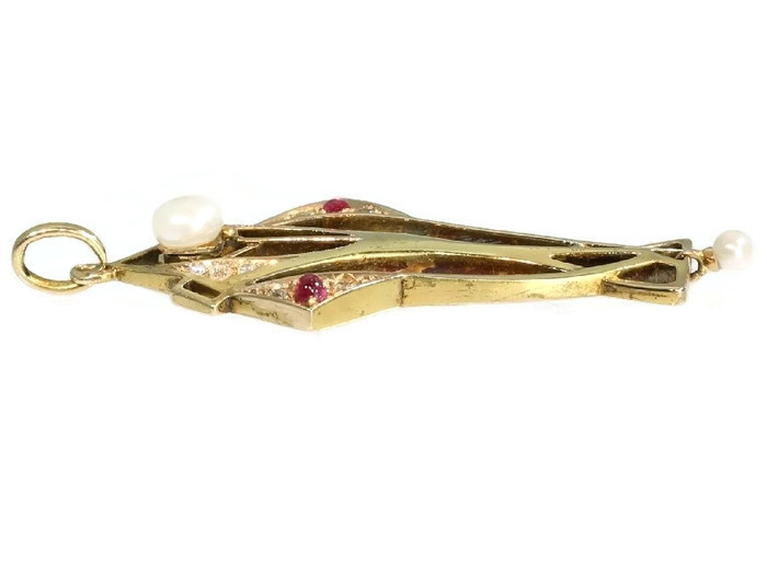 Magnificent Art Nouveau pendant with precious stones (image 2 of 7)